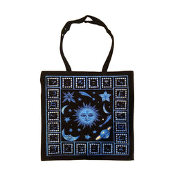 Zodiac Stars Tote Bag 18x18" Blue Tie Dye/black | Tote | Wiccan Center