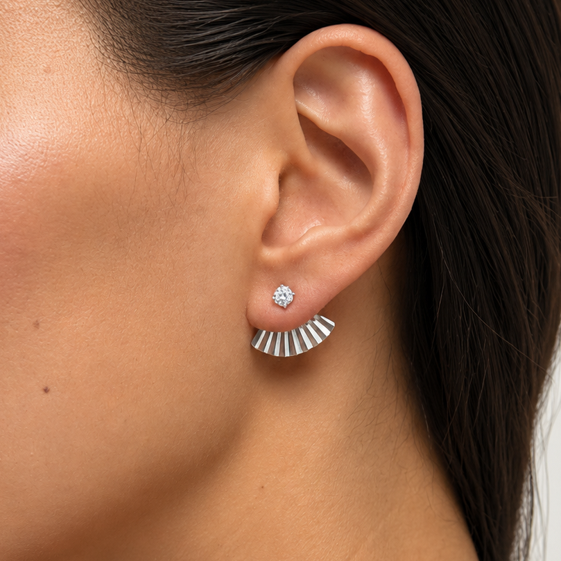 Fan Rhinestone Ear Jacket Earrings