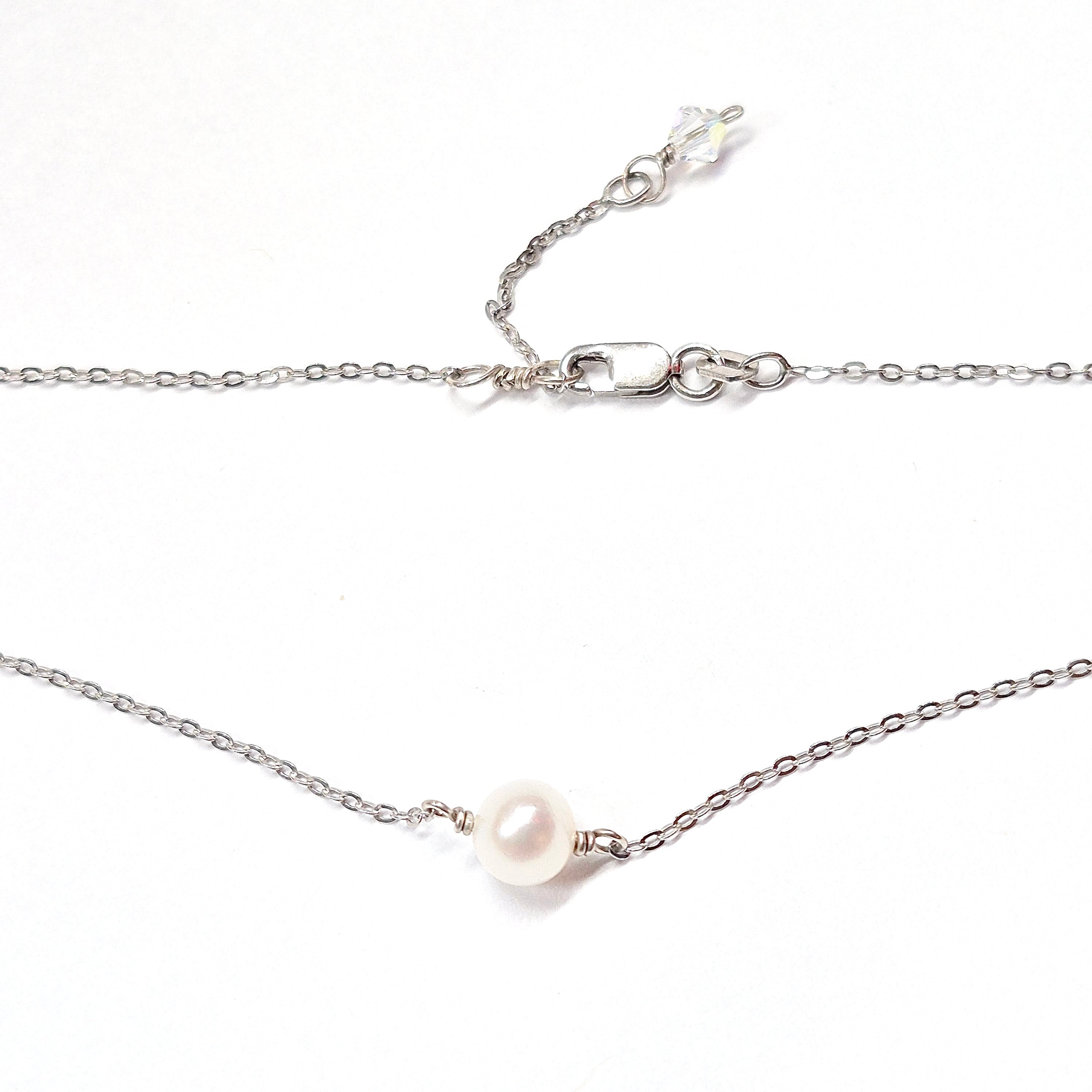 Single Pearl Choker Necklace with Swarovski Clasp