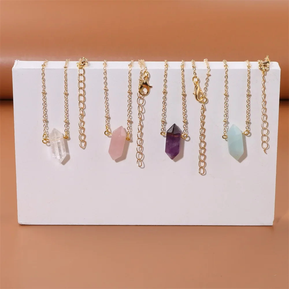 Crystal Hexagon Gold Necklaces | necklace | Wiccan Center