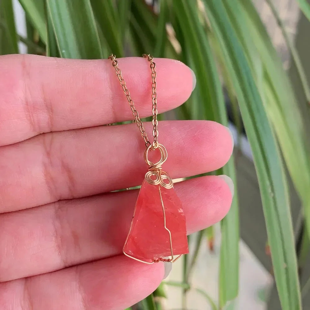 Raw Crystal Wire Wrap Gold Necklaces | necklace | Wiccan Center