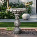 Concrete Pineapple Bird Bath Classical Pedestal 24 Inch