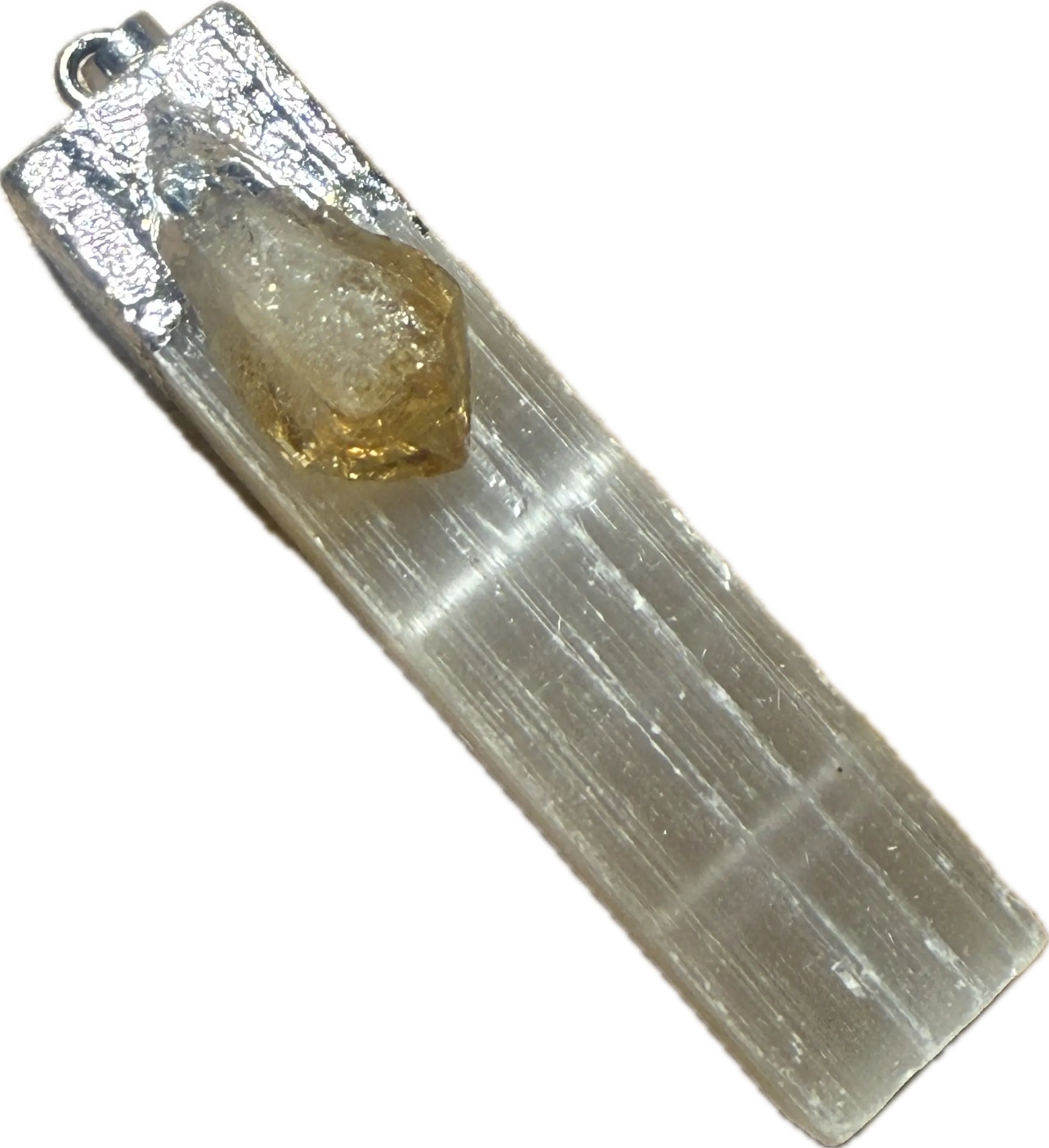 Selenite Pendant with Citrine Activator | Chains and Necklaces | Wiccan Center