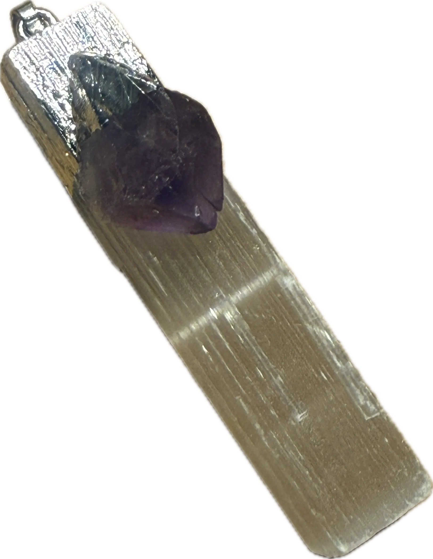 Selenite Pendant with Amethyst Activator | Necklace | Wiccan Center