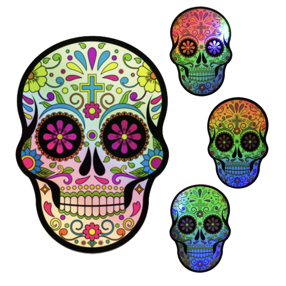 Sugar Skull Holographic Sticker 4" x 2.8" | Decal | Wiccan Center