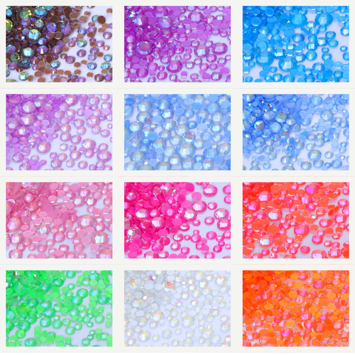 1440PC Mix Size SS6-SS20 Mocha Shimmer Neon Glass FlatBack Non-Hotfix Rhinestones | Non-Hotfix | Wiccan Center