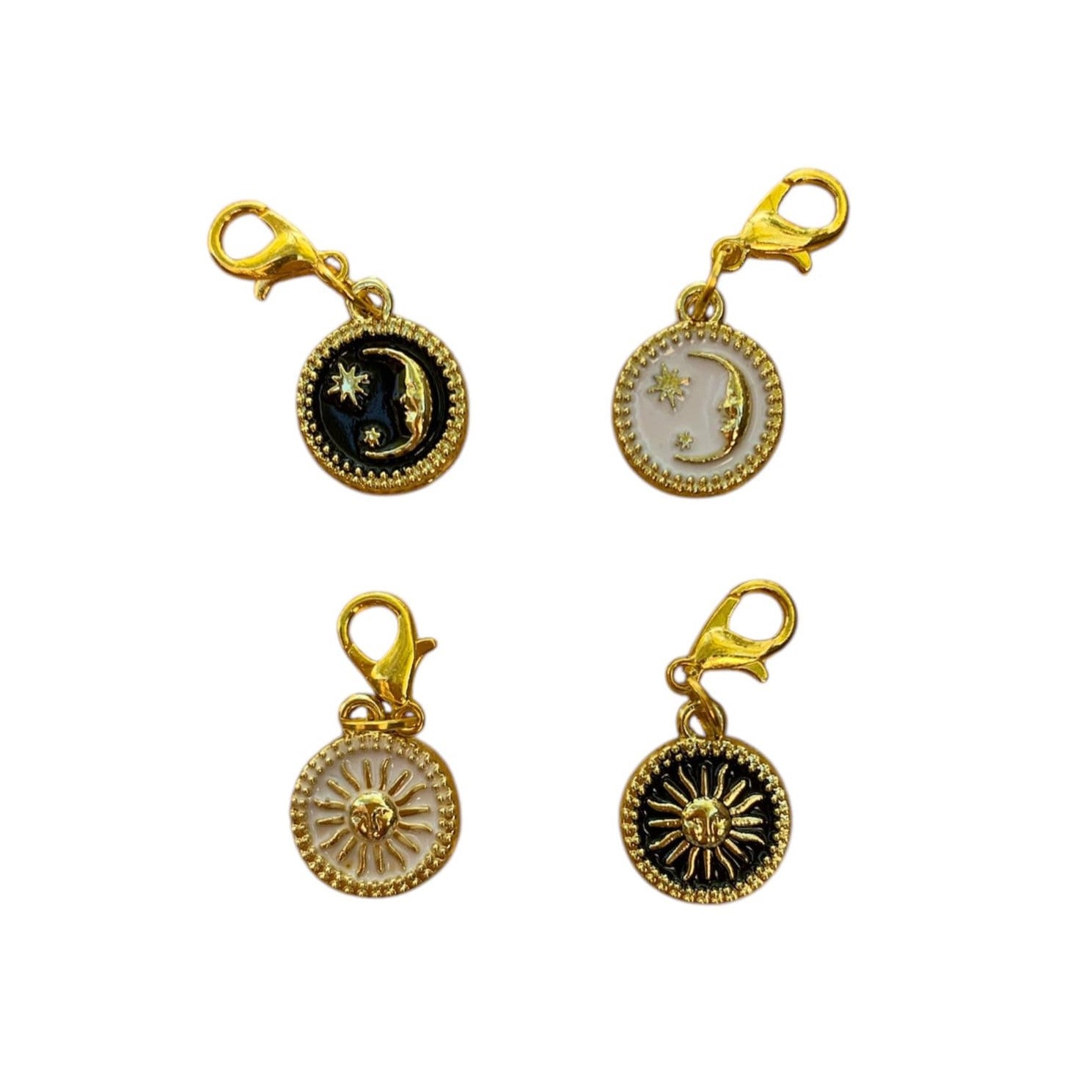 Celestial Charms - Sun or Moon Enamel Charms in Gold | | Wiccan Center