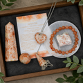 Sunstone Crystal Gift Set For Emotional Support and Protection, Real Polished Gemstones. | Merkaba & Platonic Solids | Wiccan Center