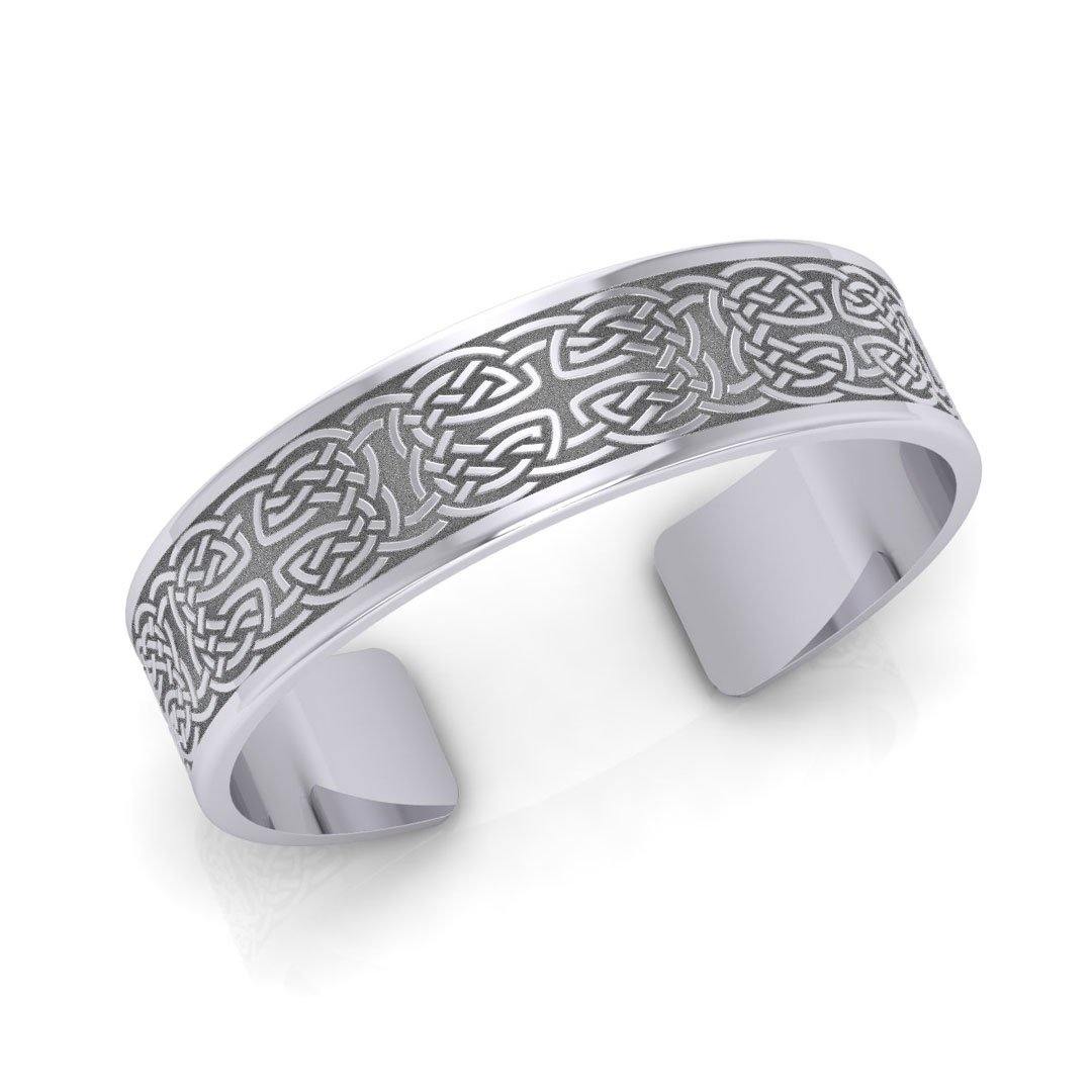 Large Celtic Knotwork Sterling Silver Cuff Bracelet TBA209 Elegant Statement Jewelry