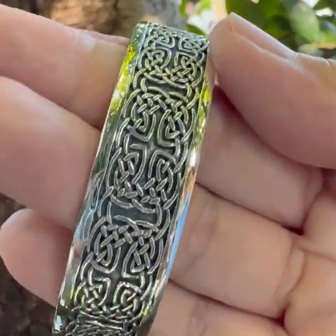Large Celtic Knotwork Sterling Silver Cuff Bracelet TBA209 Elegant Statement Jewelry