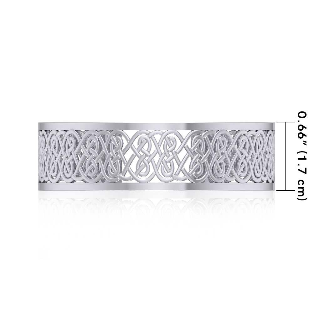 Large Celtic Knot Sterling Silver Cuff Bracelet With Intricate Interwoven Knot Design TBA210