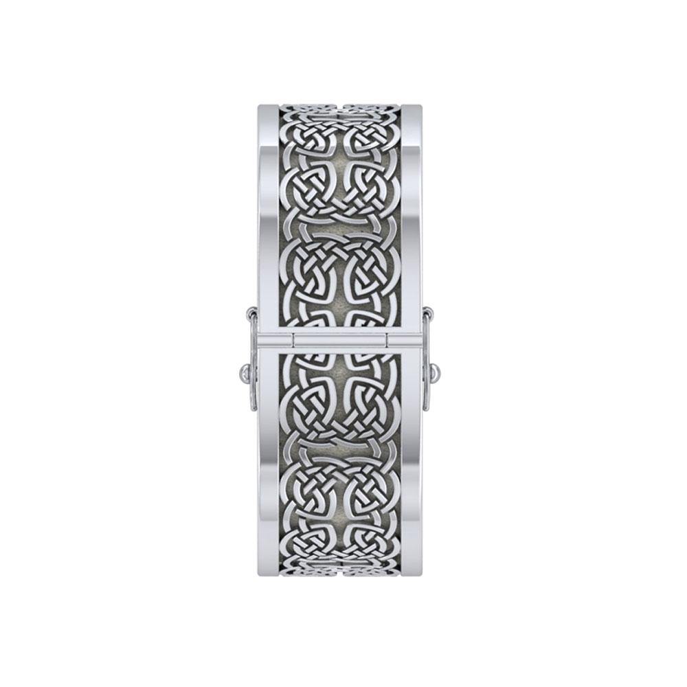 Large Silver Solid Sterling Celtic Knot Bangle With Open Lock TBA213 Handcrafted Elegance For Timeless Celtic Style