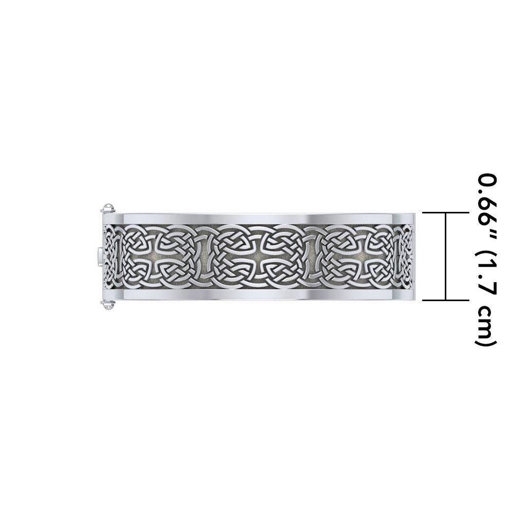 Large Silver Solid Sterling Celtic Knot Bangle With Open Lock TBA213 Handcrafted Elegance For Timeless Celtic Style