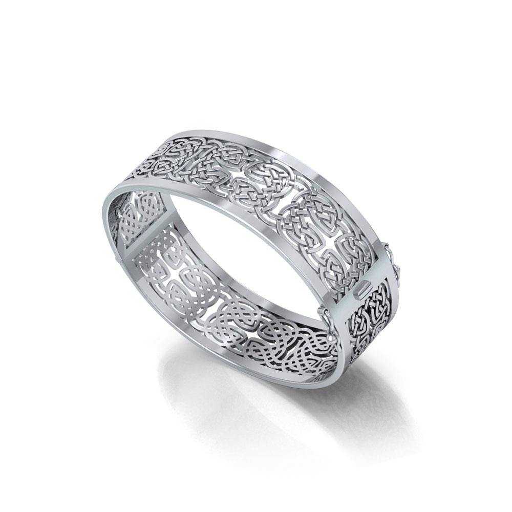 Large Sterling Silver Elegance Hollow Celtic Knot Bangle With Open Lock Clasp TBA214