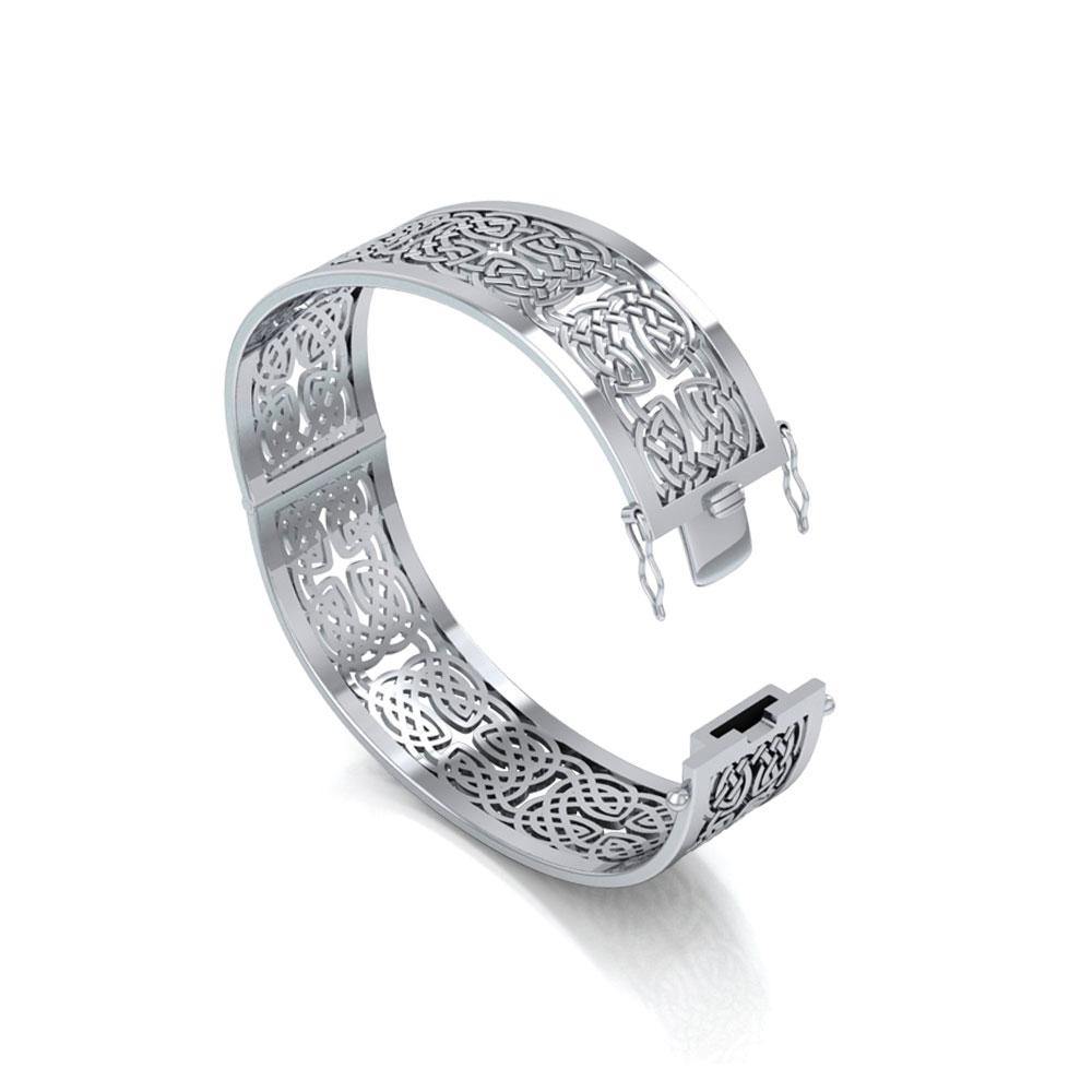 Large Sterling Silver Elegance Hollow Celtic Knot Bangle With Open Lock Clasp TBA214
