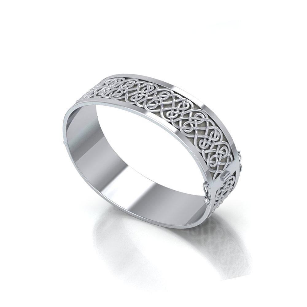 Large Sterling Silver Solid Celtic Knot Bangle With Open Lock Clasp TBA215 By Peter Stone