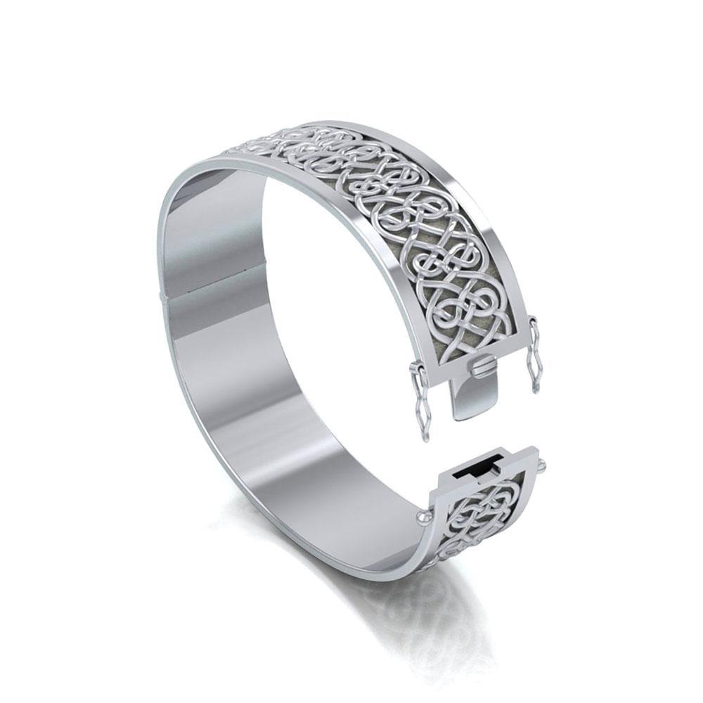 Large Sterling Silver Solid Celtic Knot Bangle With Open Lock Clasp TBA215 By Peter Stone