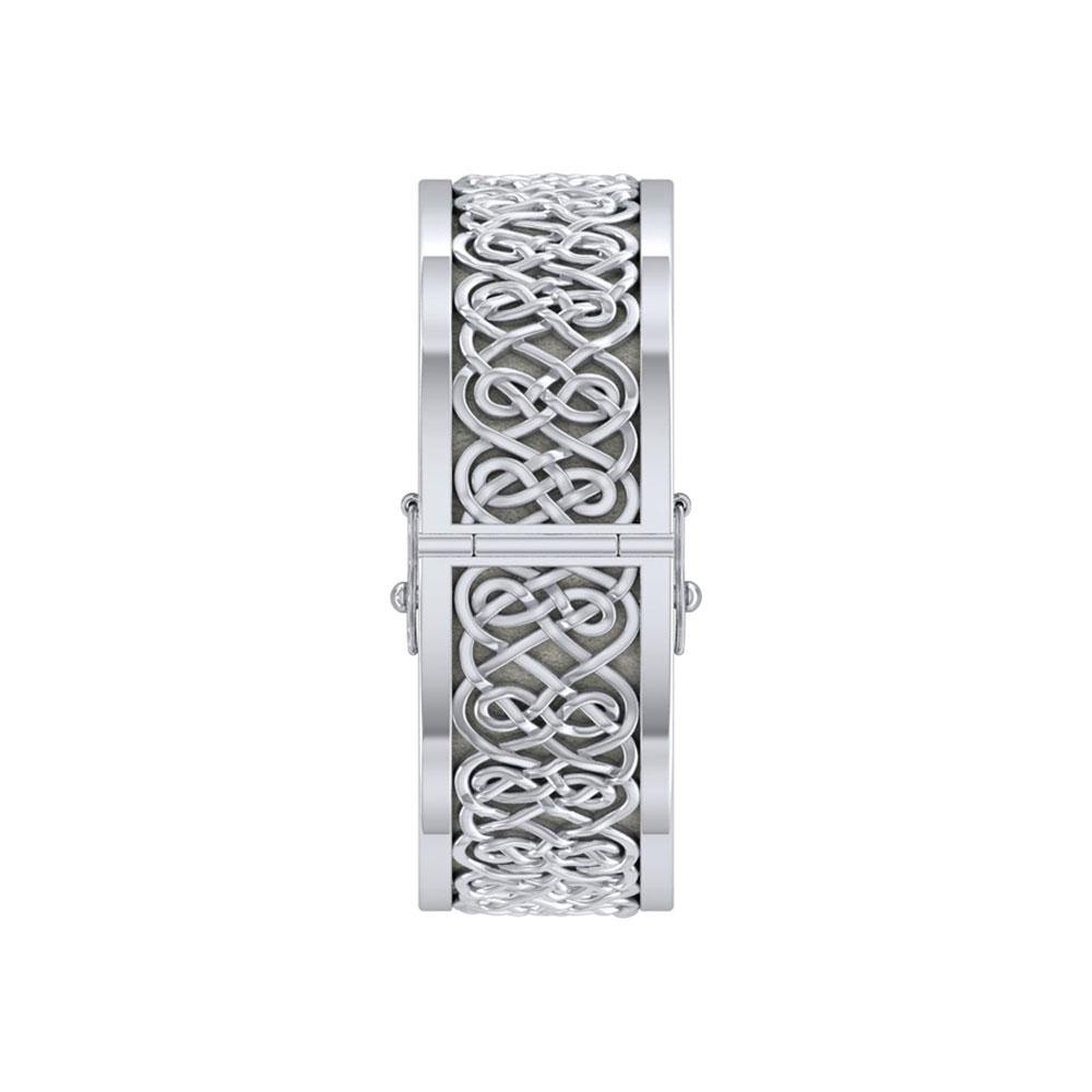 Large Sterling Silver Solid Celtic Knot Bangle With Open Lock Clasp TBA215 By Peter Stone