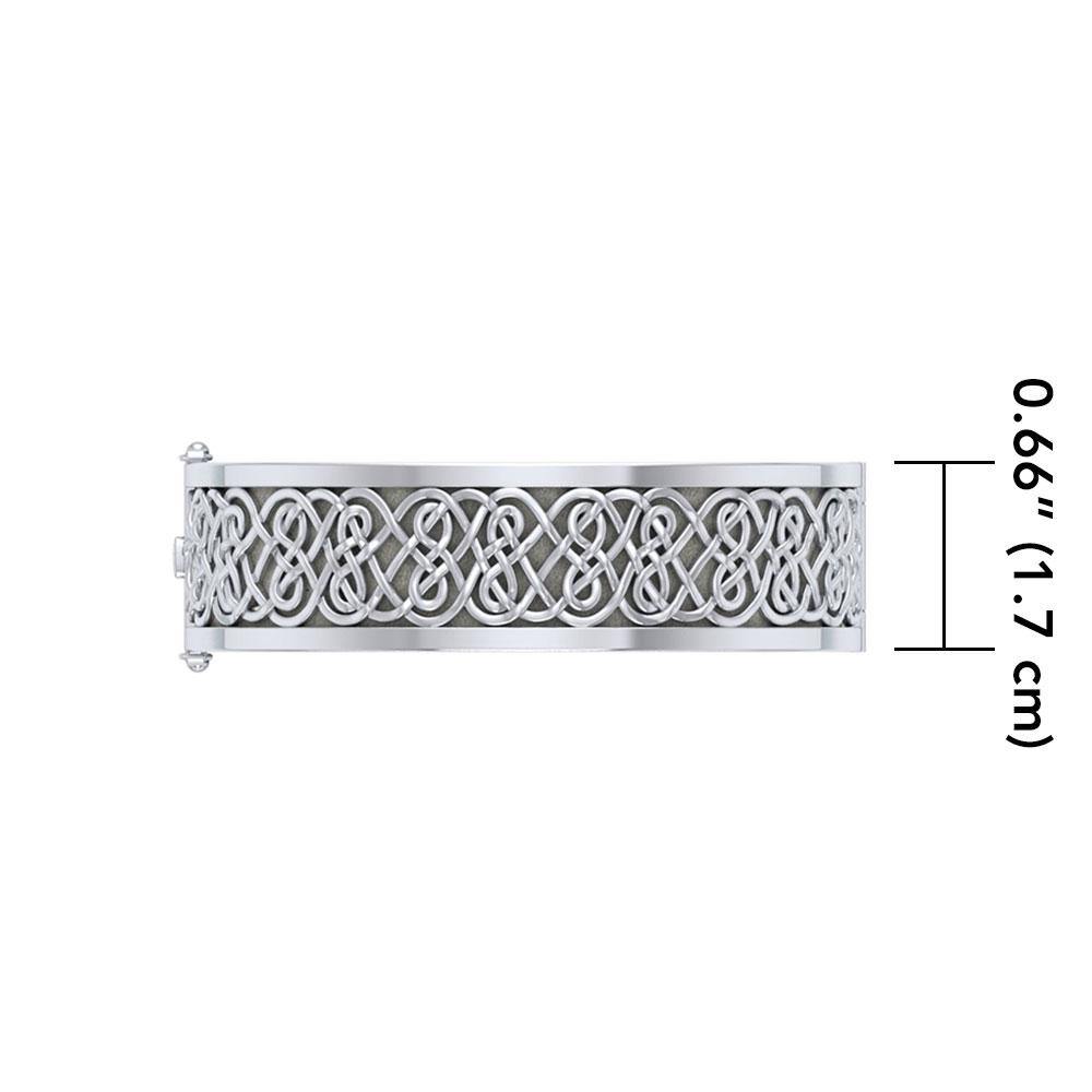 Large Sterling Silver Solid Celtic Knot Bangle With Open Lock Clasp TBA215 By Peter Stone