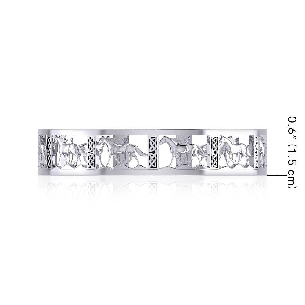 Celtic Horse Equestrian Sterling Silver Cuff Bracelet TBA277