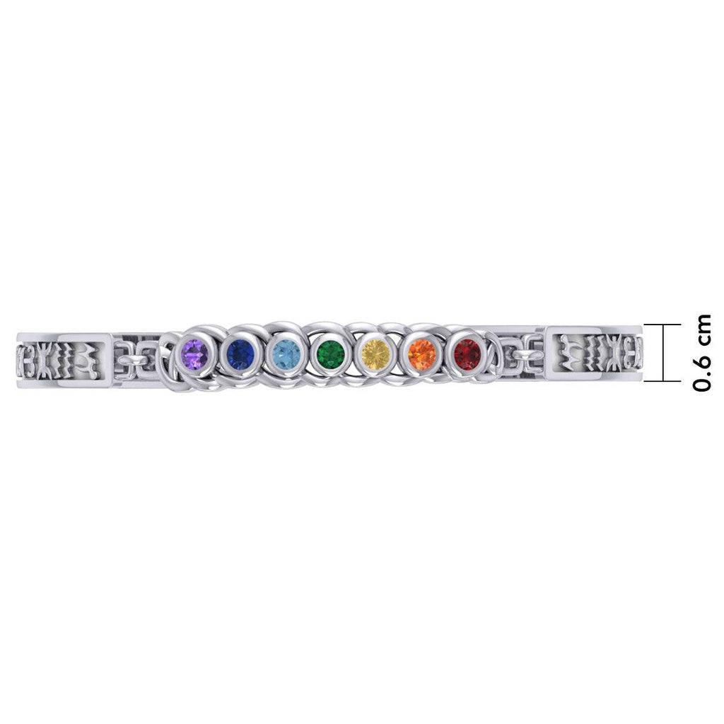 Celtic Sterling Silver Bracelet with Chakra Gemstones and Astrology Symbols TBA286