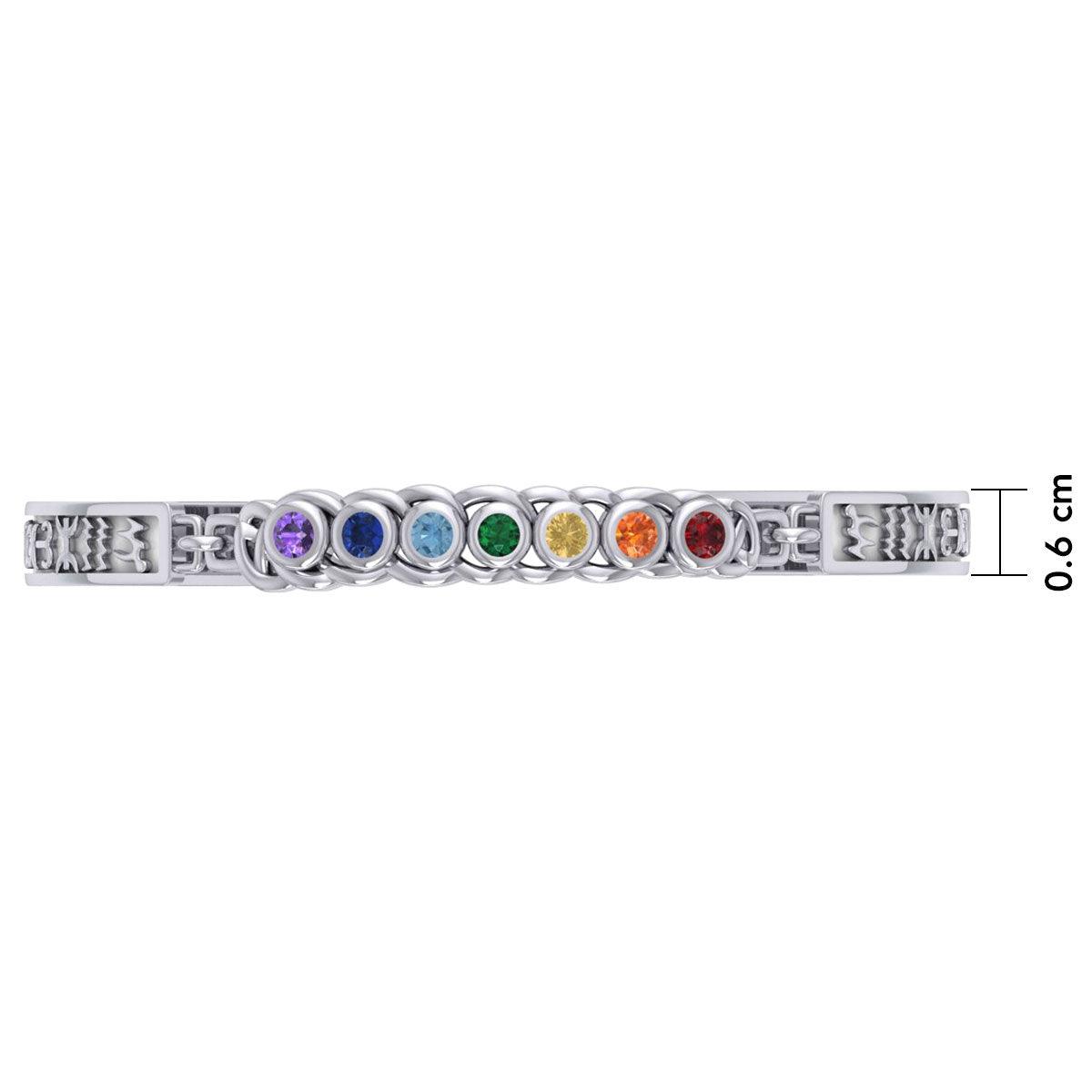 Celtic Sterling Silver Bracelet with Chakra Gemstones and Astrology Symbols TBA286