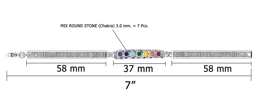 Celtic Sterling Silver Bracelet with Chakra Gemstones and Astrology Symbols TBA286