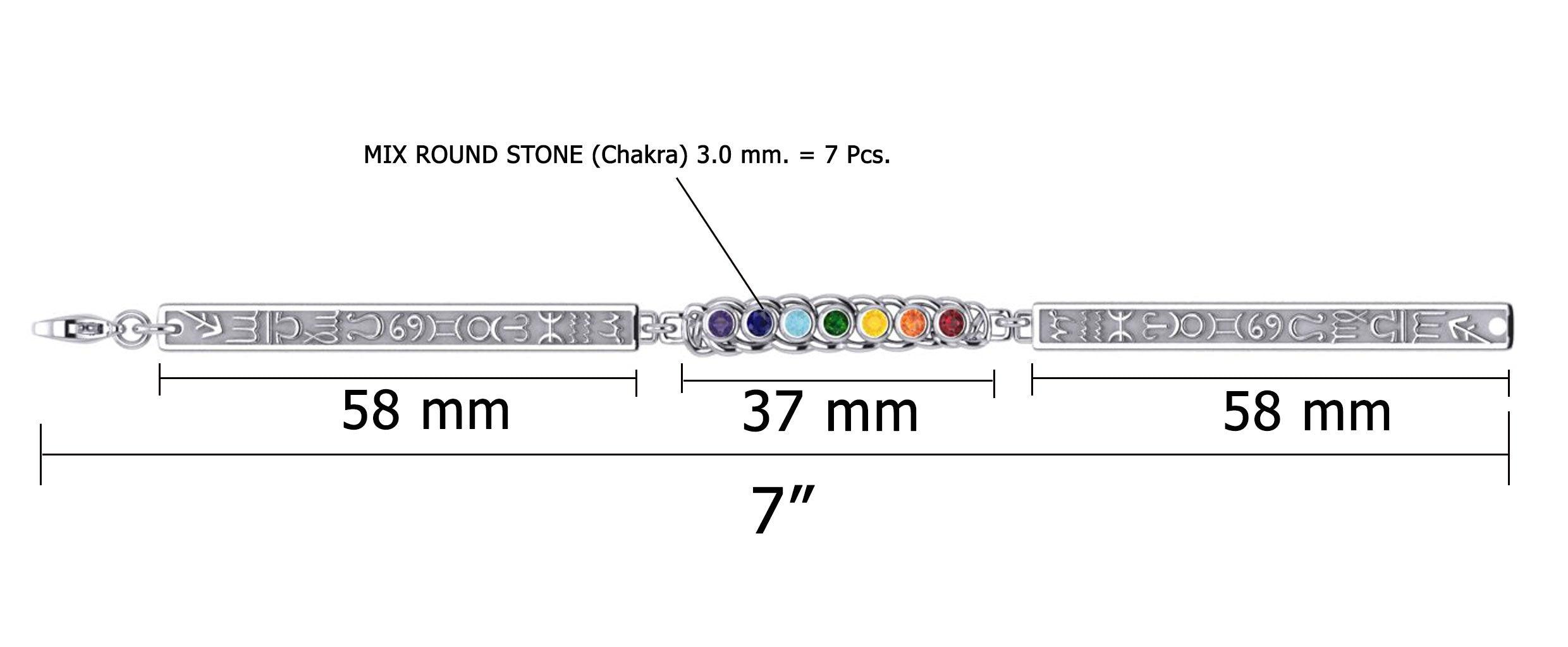 Celtic Sterling Silver Bracelet with Chakra Gemstones and Astrology Symbols TBA286