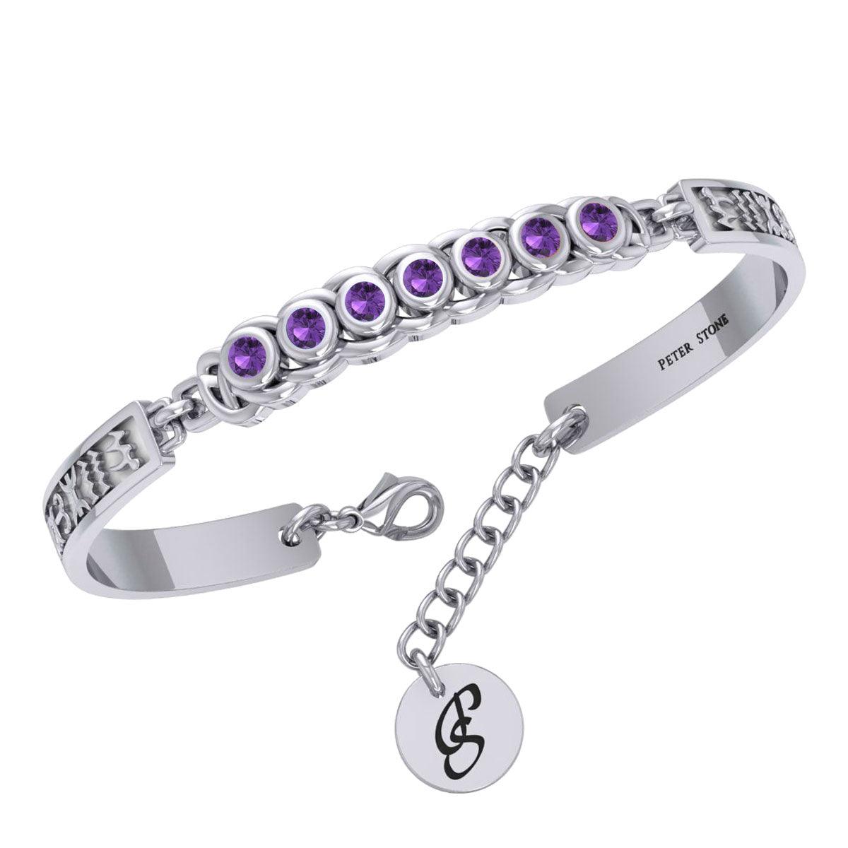 Celtic Sterling Silver Bracelet with Chakra Gemstones and Astrology Symbols TBA286