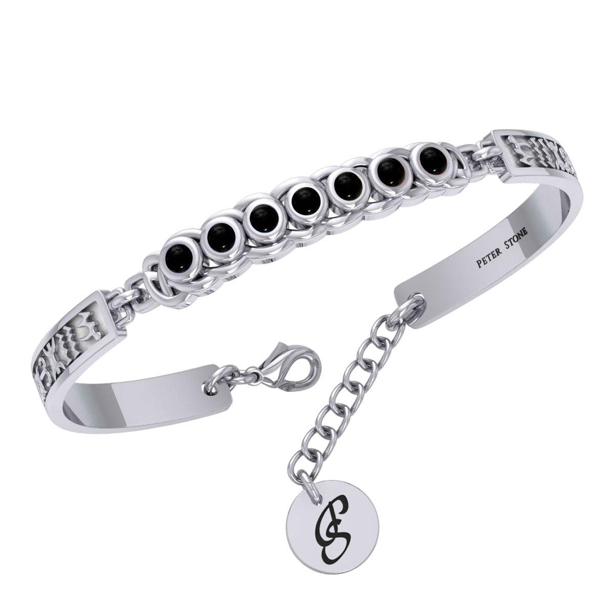 Celtic Sterling Silver Bracelet with Chakra Gemstones and Astrology Symbols TBA286
