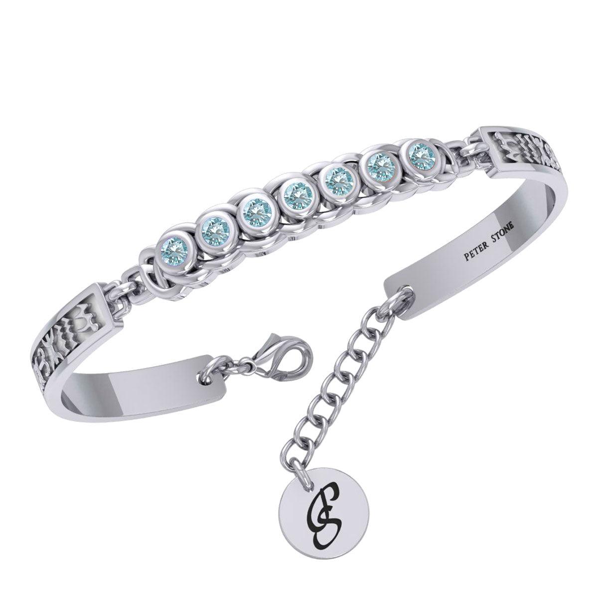 Celtic Sterling Silver Bracelet with Chakra Gemstones and Astrology Symbols TBA286