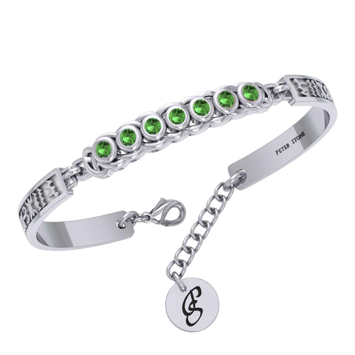 Celtic Sterling Silver Bracelet with Chakra Gemstones and Astrology Symbols TBA286