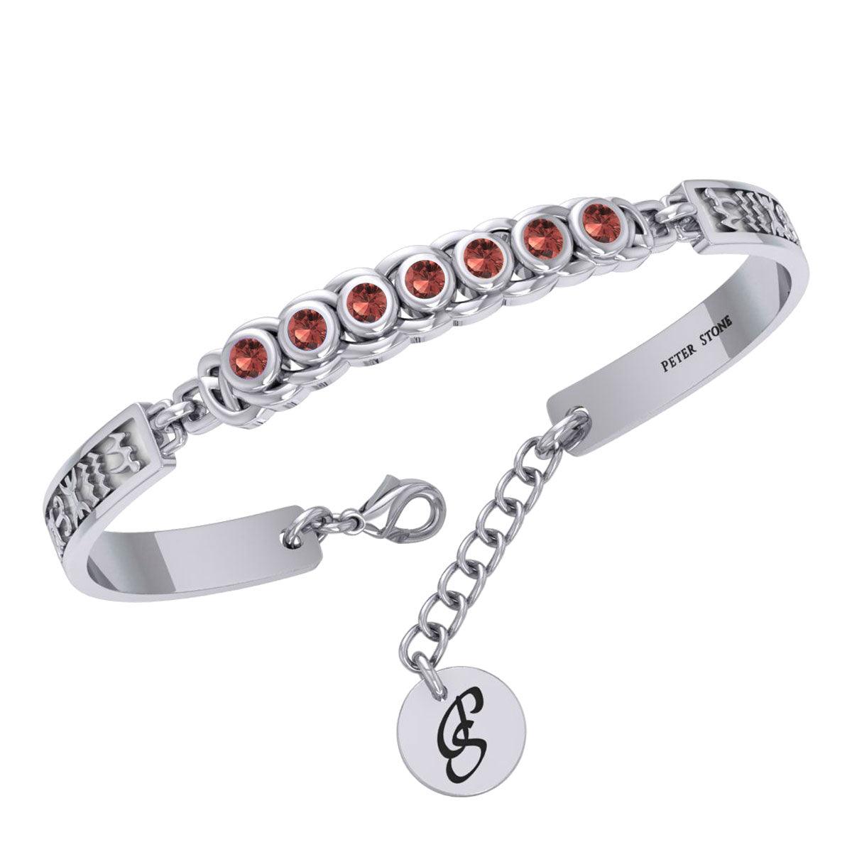 Celtic Sterling Silver Bracelet with Chakra Gemstones and Astrology Symbols TBA286
