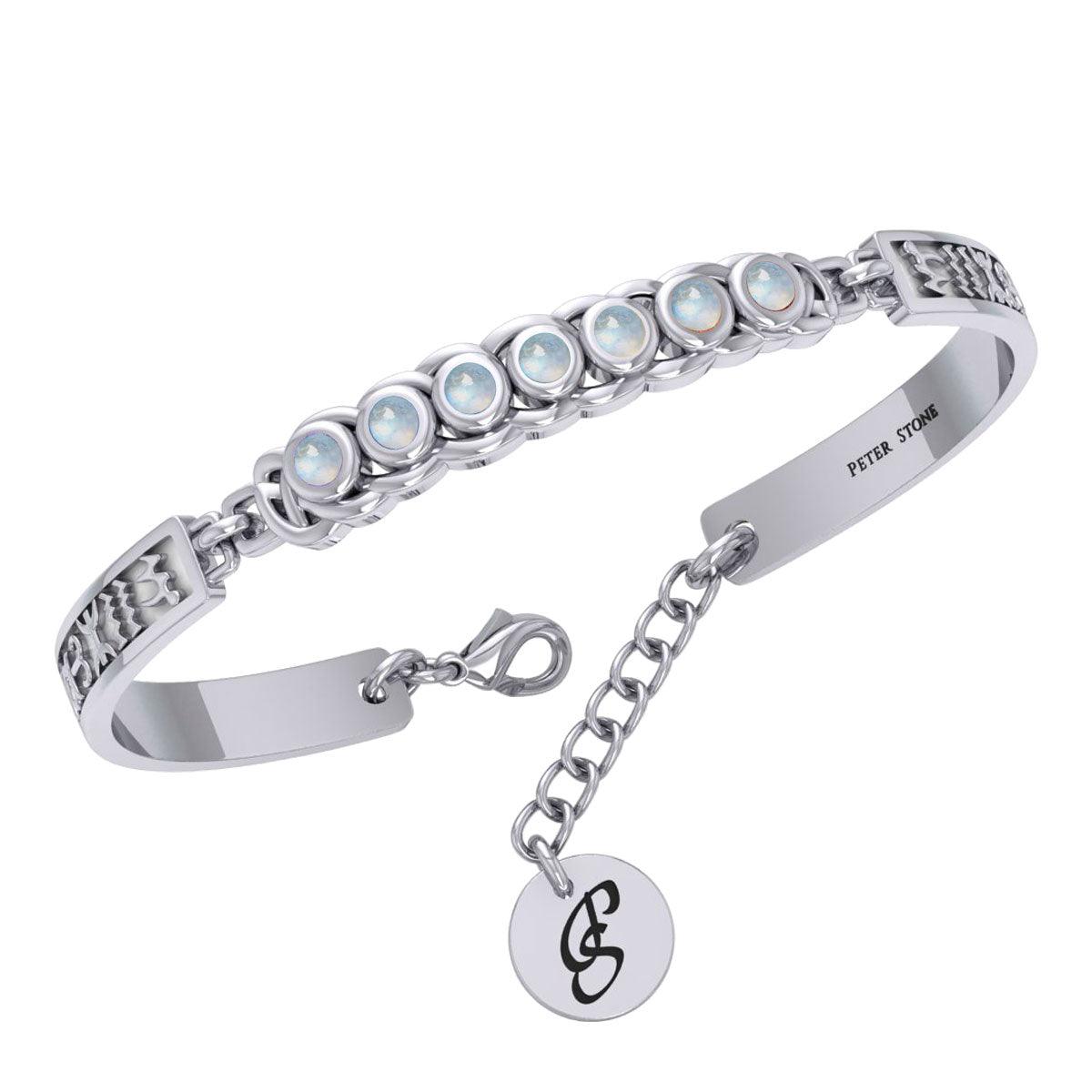 Celtic Sterling Silver Bracelet with Chakra Gemstones and Astrology Symbols TBA286