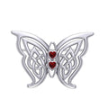 Celtic Transformation Elegance : Sterling Silver Butterfly Brooch with Heart Gemstone by Peter Stone Jewelry TBC167