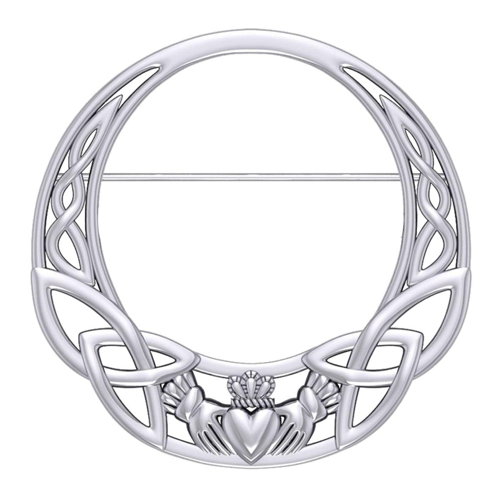 Celtic Claddagh Heritage: Sterling Silver Brooch by Peter Stone Jewelry - Traditional Irish Symbolism TBC168