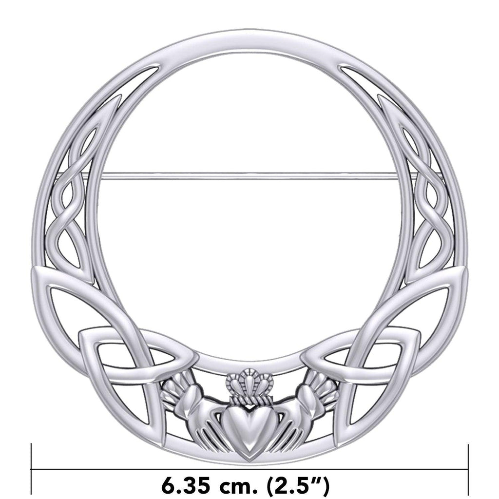 Celtic Claddagh Heritage: Sterling Silver Brooch by Peter Stone Jewelry - Traditional Irish Symbolism TBC168