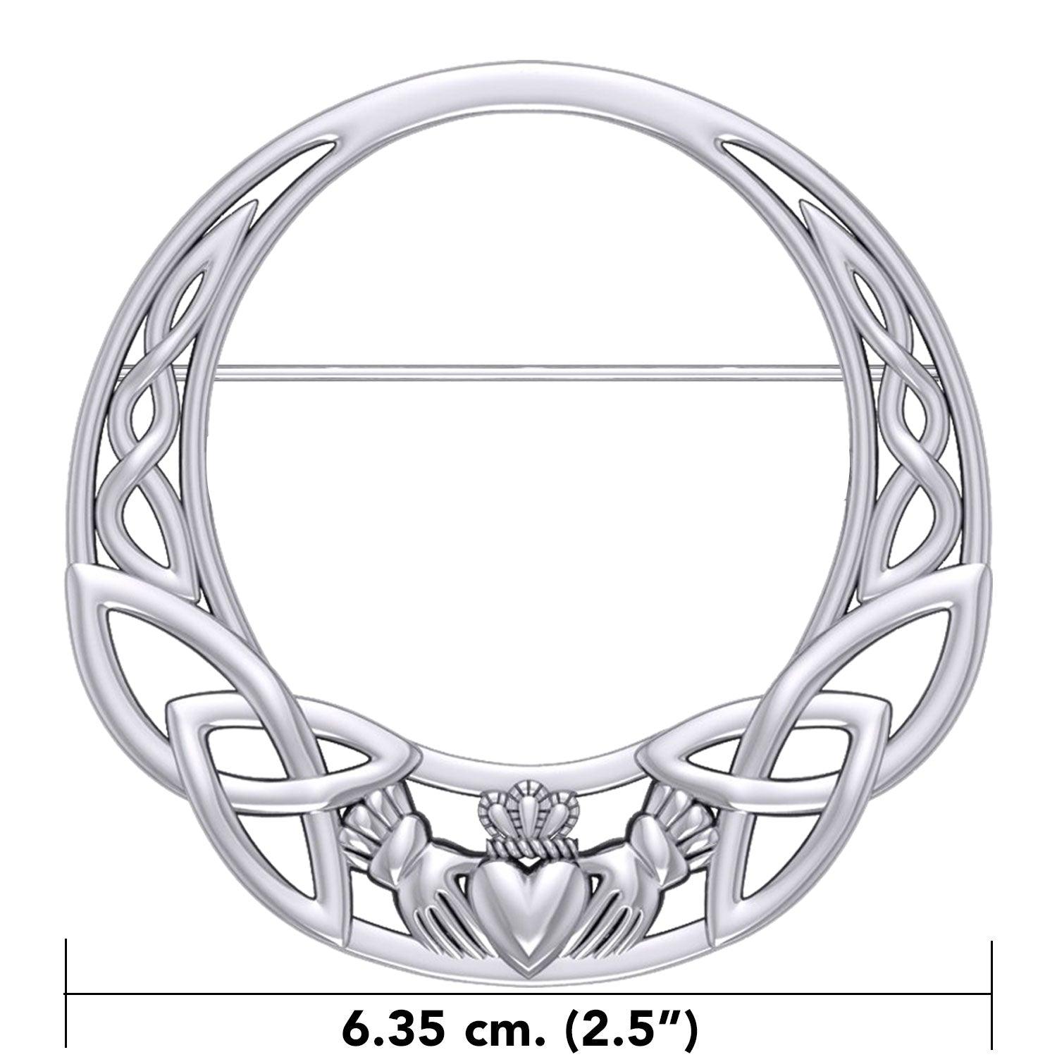 Celtic Claddagh Heritage: Sterling Silver Brooch by Peter Stone Jewelry - Traditional Irish Symbolism TBC168