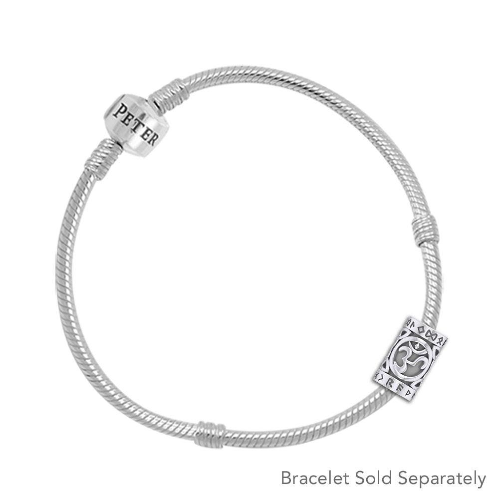 Om Symbol in Circle with Rune Symbol and Celtic Accented Sterling Silver Bead TBD369