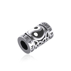 Yin Yang in Circle with Rune Symbol and Celtic Accented Silver Bead TBD370 | Bead | Wiccan Center