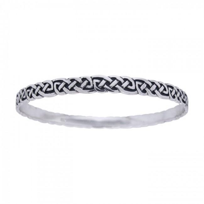 Celtic Knotwork Silver Bangle Bracelet TBG035
