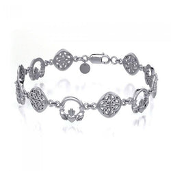 Celtic Knotwork & Claddagh Sterling Silver Bracelet TBG238 | Bracelet | Wiccan Center