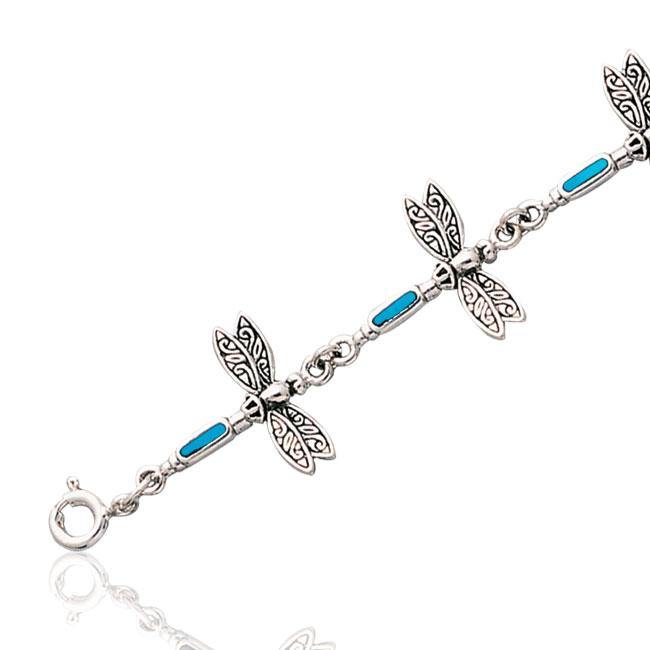 Dragonfly Link Sterling Silver Bracelet TBG704