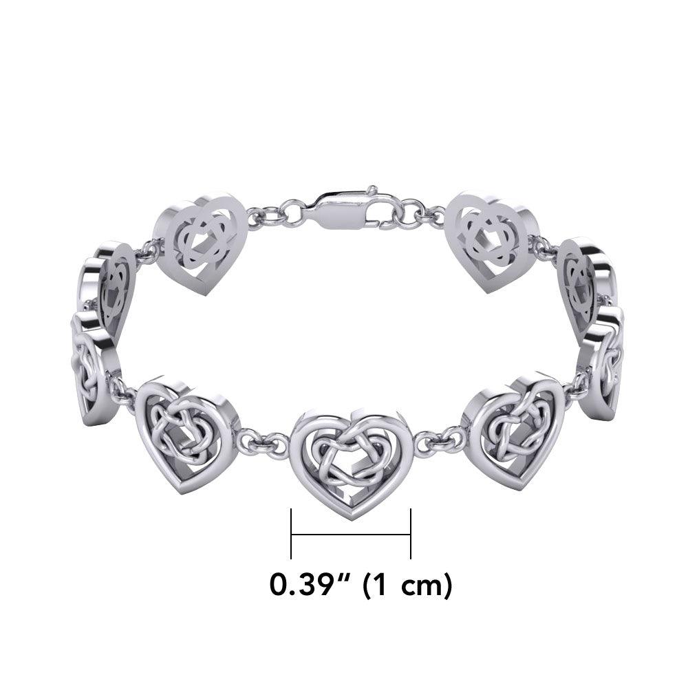 Celtic Knotwork and Hearts Sterling Silver Bracelet TBG737