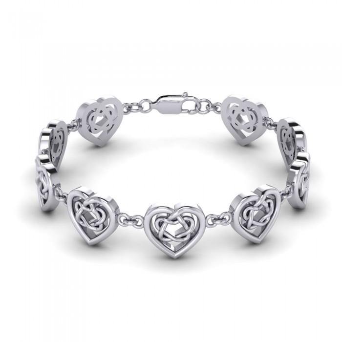 Celtic Knotwork and Hearts Sterling Silver Bracelet TBG737