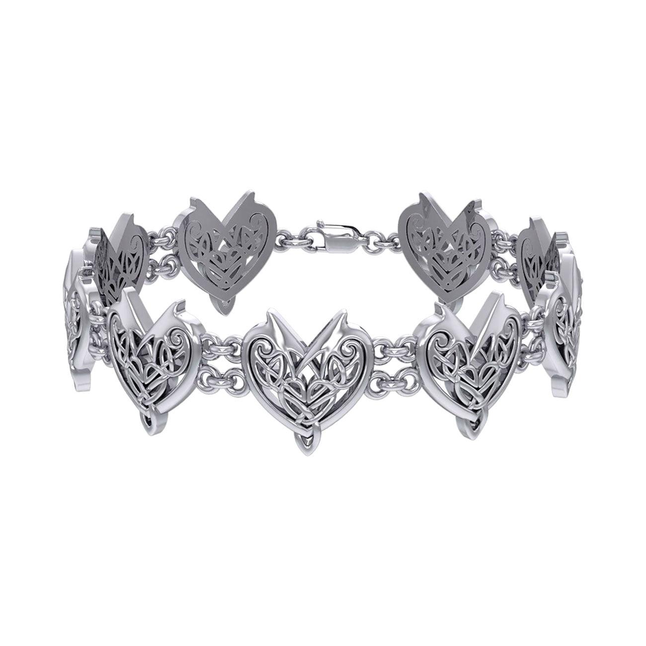 Joyous Celtic Hearts Sterliver Silver Bracelet TBG773