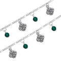 Celtic Knotwork & Emerald Glass Sterling Silver Bracelet TBL035