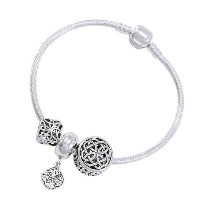 Celtic Knot Sterling Silver Bead Bracelet With Classic Knot Design TBL347 Jewelry Gift For Her
