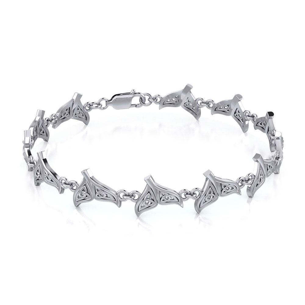 Celtic Whale Tail Sterling Silver Link Bracelet TBL397