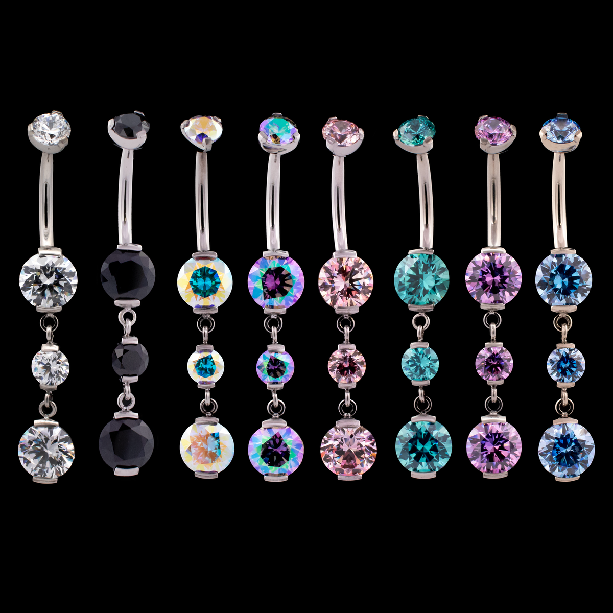 Premium Zirconia Dangling Navel Ring | Internally Threaded Navel Rings | Wiccan Center